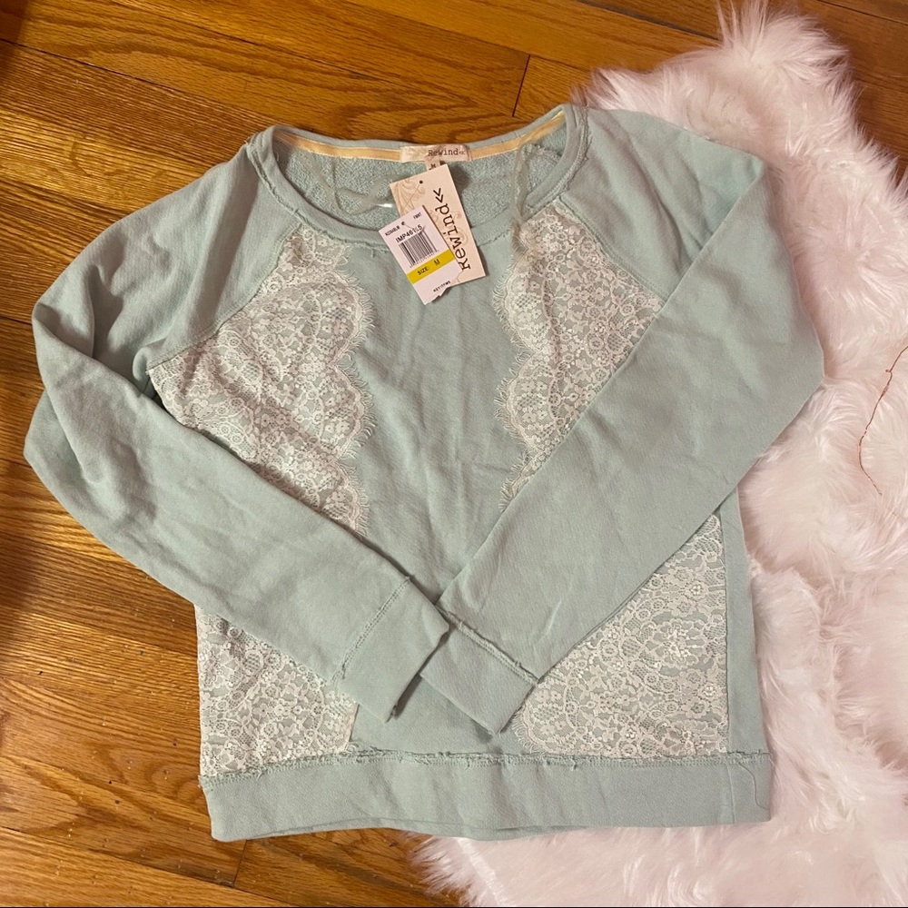 Rewind mint lacey sweater